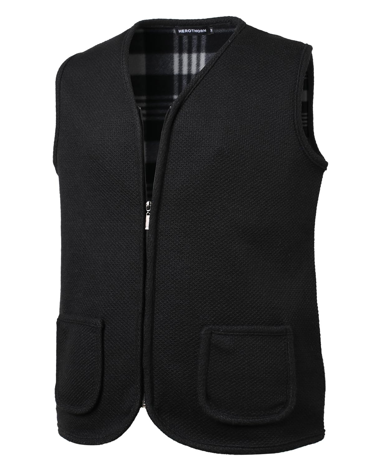 Chaleco de Punto para Hombre Cárdigan sin Mangas Chaqueta de Suéter de Forro Polar Cremallera Cálido Caballerocon Bolsillos Otoño Invierno