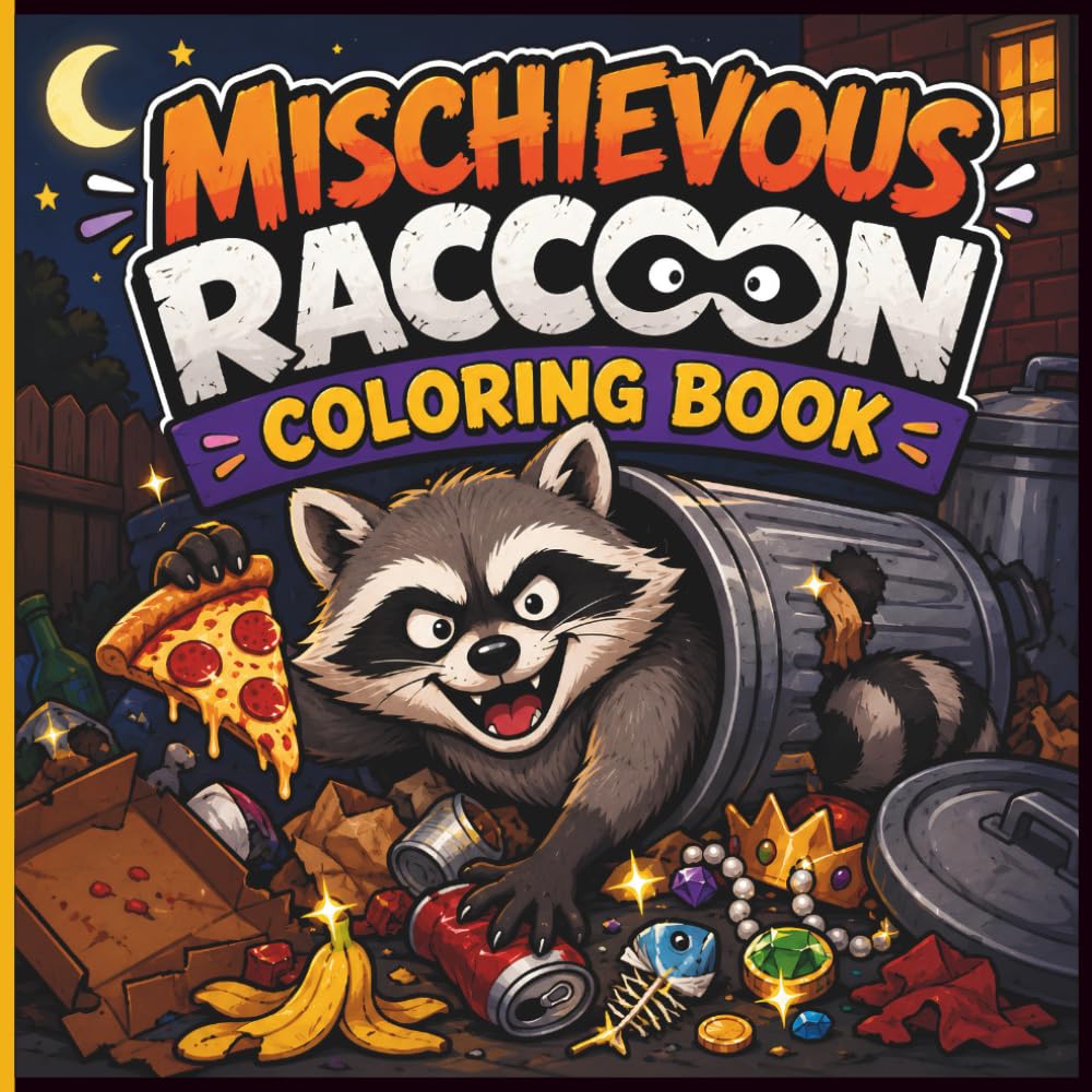 Mischievous Raccoon Coloring Book: Hilarious Trash Panda Coloring Pages with Chaotic Adventures, Everyday Mischief and Meme Worthy Humor (Zero Braincell Club)