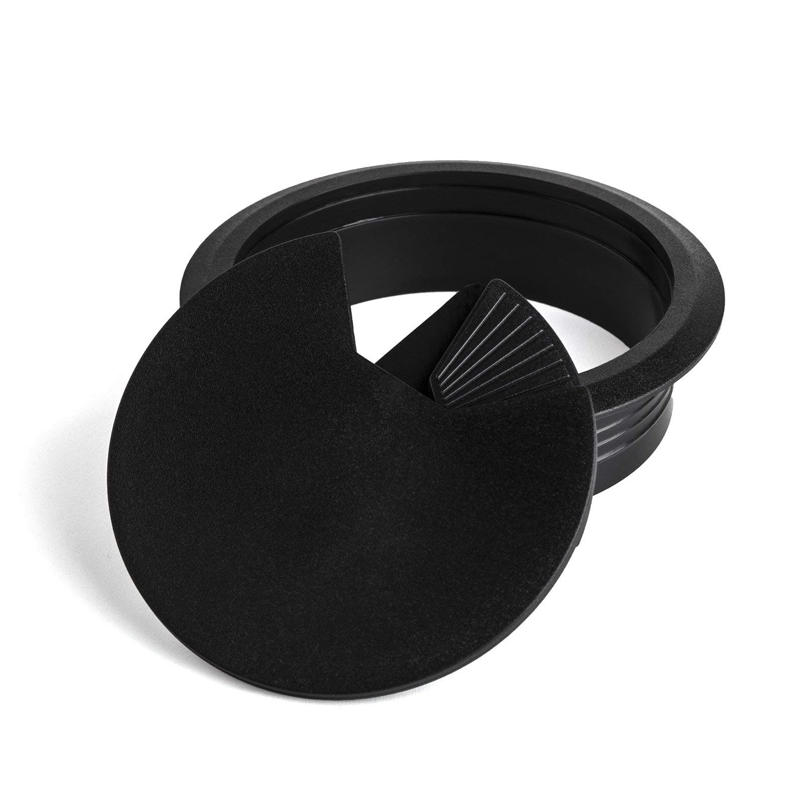 2 Passacavo In Plastica Ø60 Mm Nero - Per Incasso In Scrivanie, Organizzazione Cavi - Foto 9