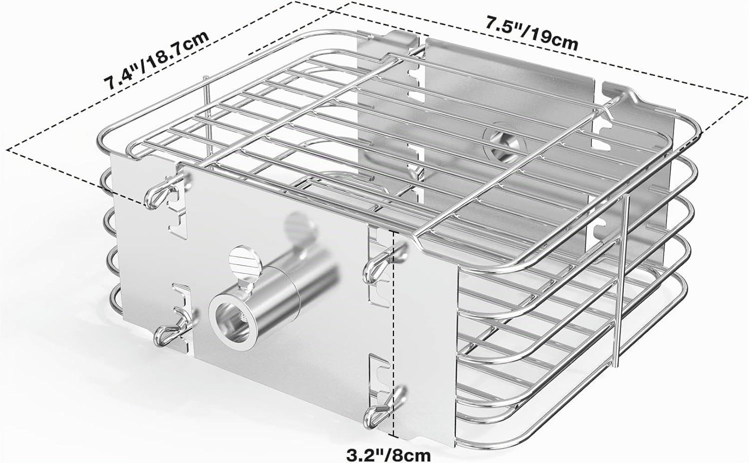 Onlyfire 2 Panier à Barbecue en Acier Inoxydable pour Tournebroche, Panier Grille pour Barbecue, Panier de Cuisson pour Légumes, Frites, Viande, Poisson, Carré + Rond