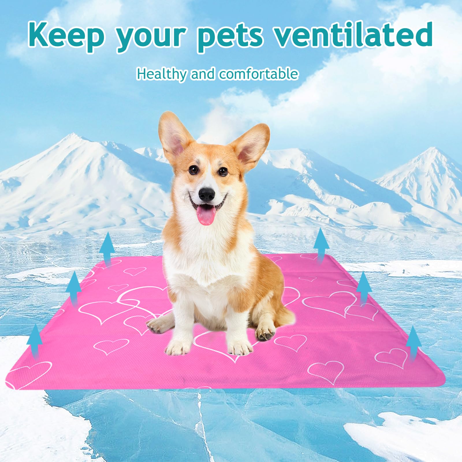 Tappetino refrigerante per cani e gatti, con gel atossico, per cani, in gel freddo, per casse, cucce, viaggi e casa (40 x 50 cm)