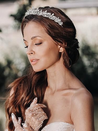 Miniatura 4 de SWEETV Tiaras y coronas para mujer, tiara de princesa para boda, cumpleaños, graduación, quinceañera, accesorios para el cabello