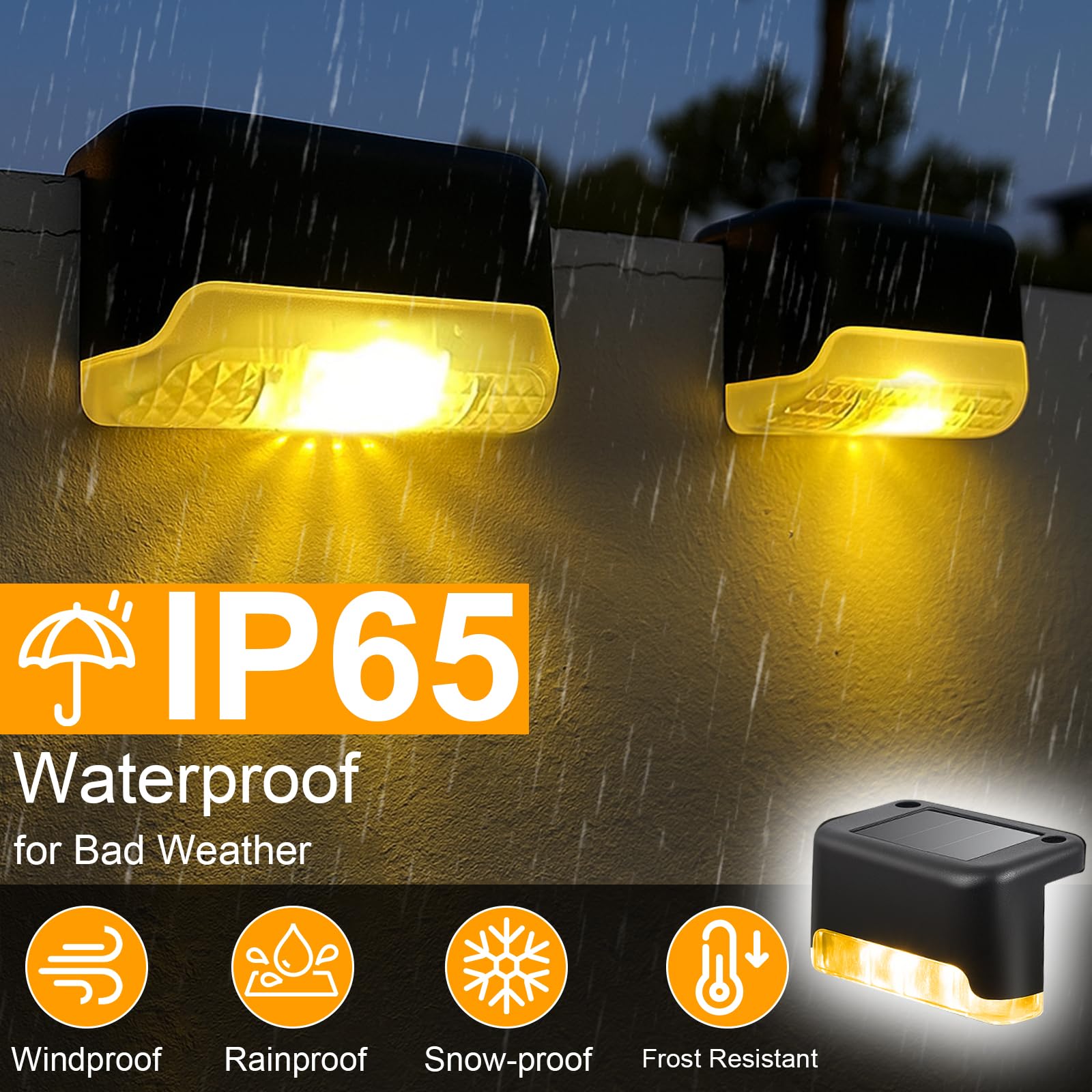 Ninonly Luces Solares Exterior Jardin, Juego de 16 Luz Solar para Escaleras, Lamparas Solares LED Impermeable, Iluminación Decoración Step para Patio Terraza Escalones Cubierta Valla