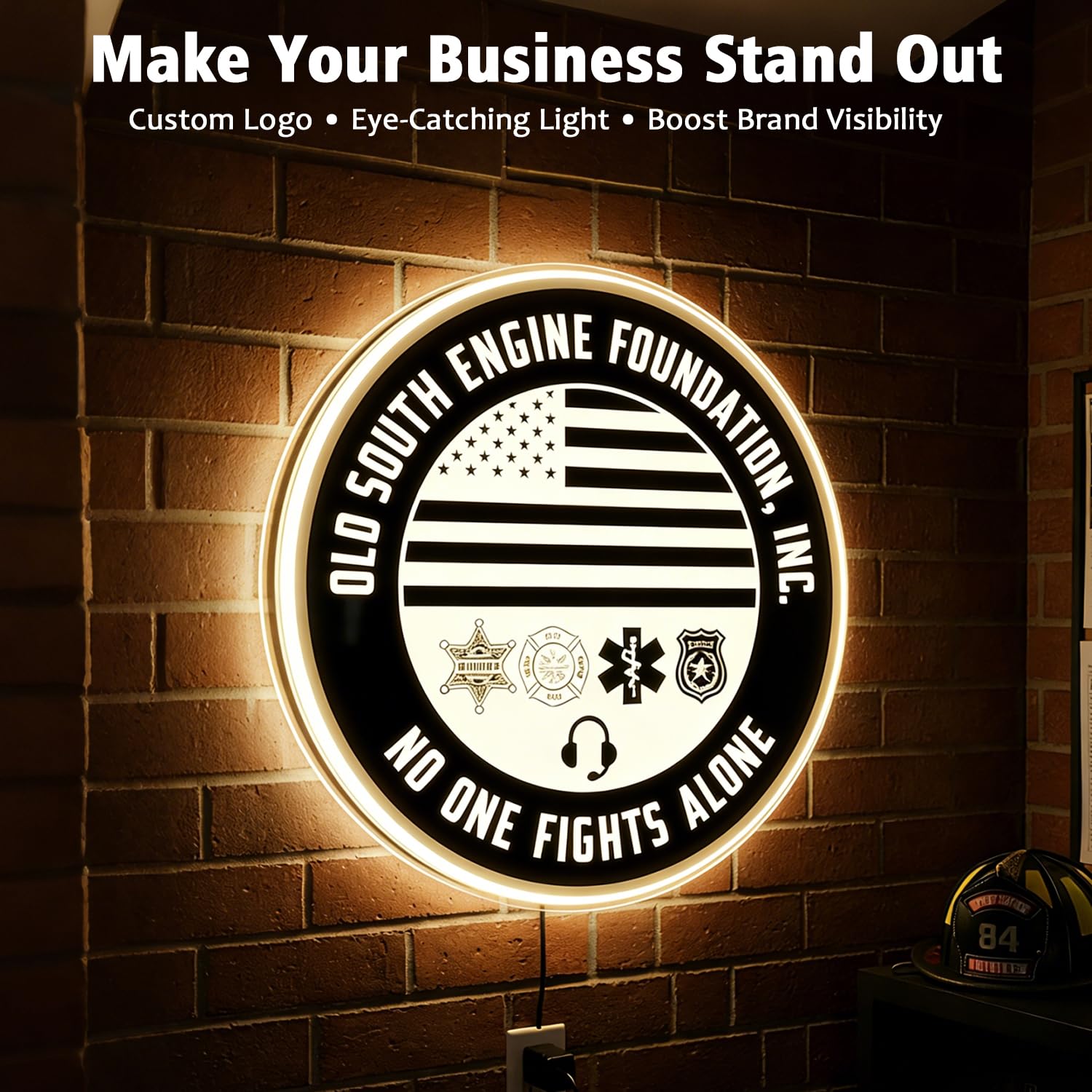 Individuelles LED Logo Schild, Ultradünne Acryl Leuchtbox, Personalisiertes Firmenschild mit Hintergrundbeleuchtung für Geschäft, Salon, Restaurant, Büro – Wandmontage