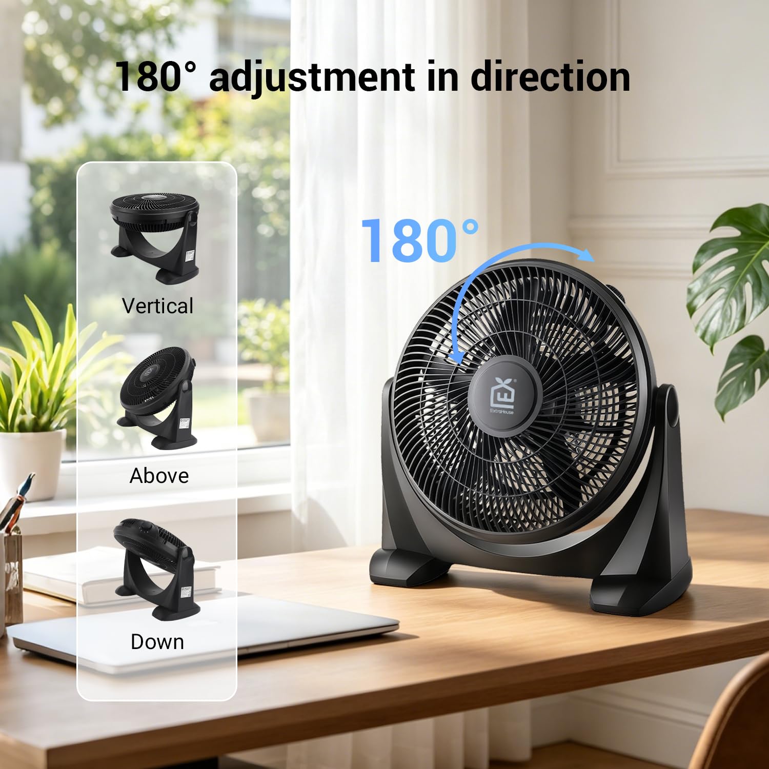 EXTRASTAR VENTILATORE DA TAVOLO NERO 14' 5 PALE 55W CAVO 1,8M