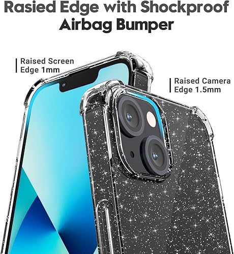 Miniatura 5 de Funda para iPhone 13 Mini con purpurina transparente, bonita funda brillante para mujer, diseño estético femenino, transparente, delgada, flexible,