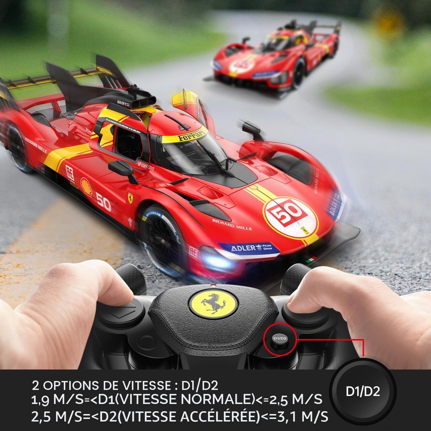 RASTAR RC Cars 1/14 Ferrari 499P Le Mans Hypercar Voiture de sport télécommandée, voiture jouet Ferrari pour enfants, 2,4 G