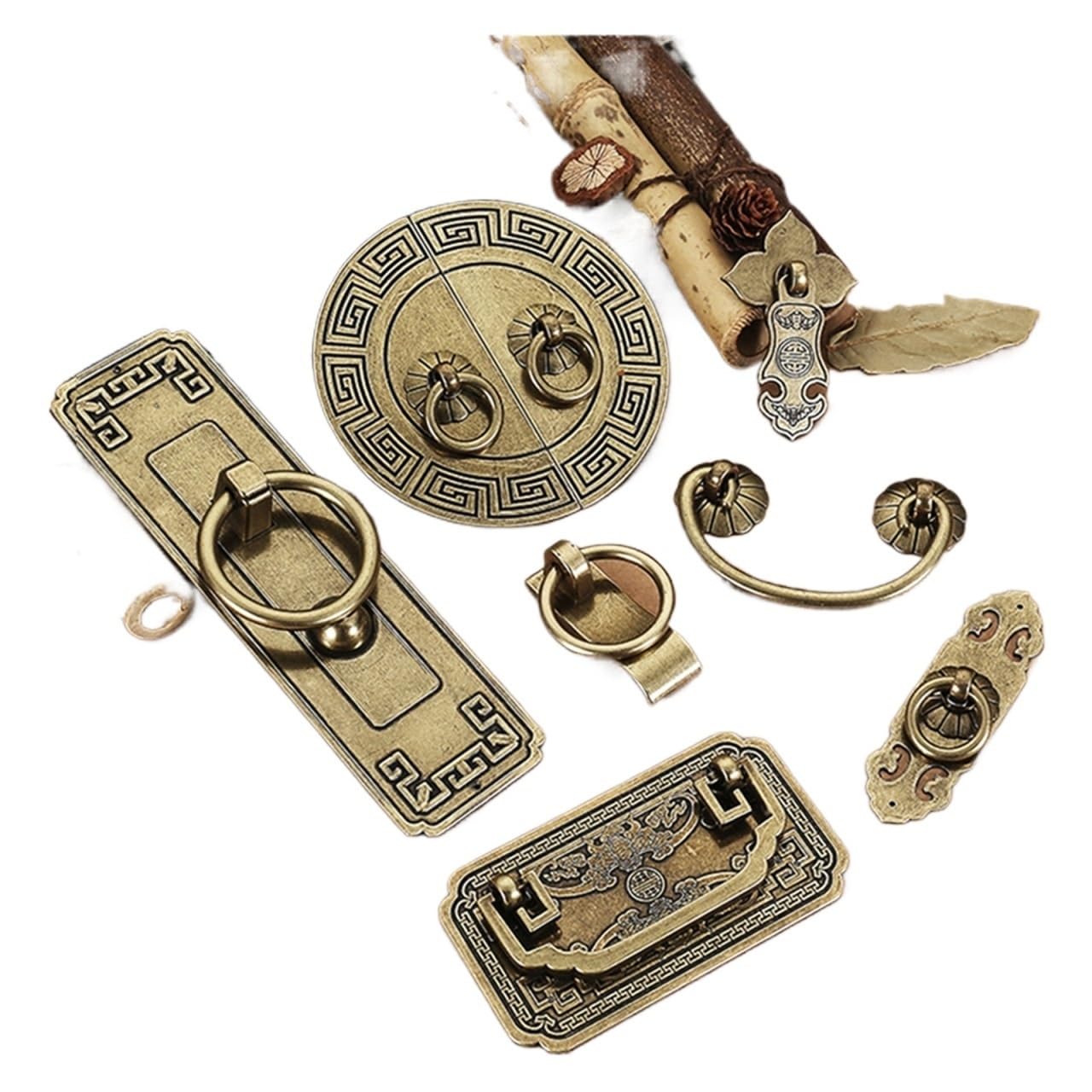 YONMLEDO Brass Vintage Drawer Handles 2pcs Vintage Antique Bronze Cabinet Handles Furniture Handle Drawer Knobs Wardrobe Door Pulls Furniture Hardware(4215)