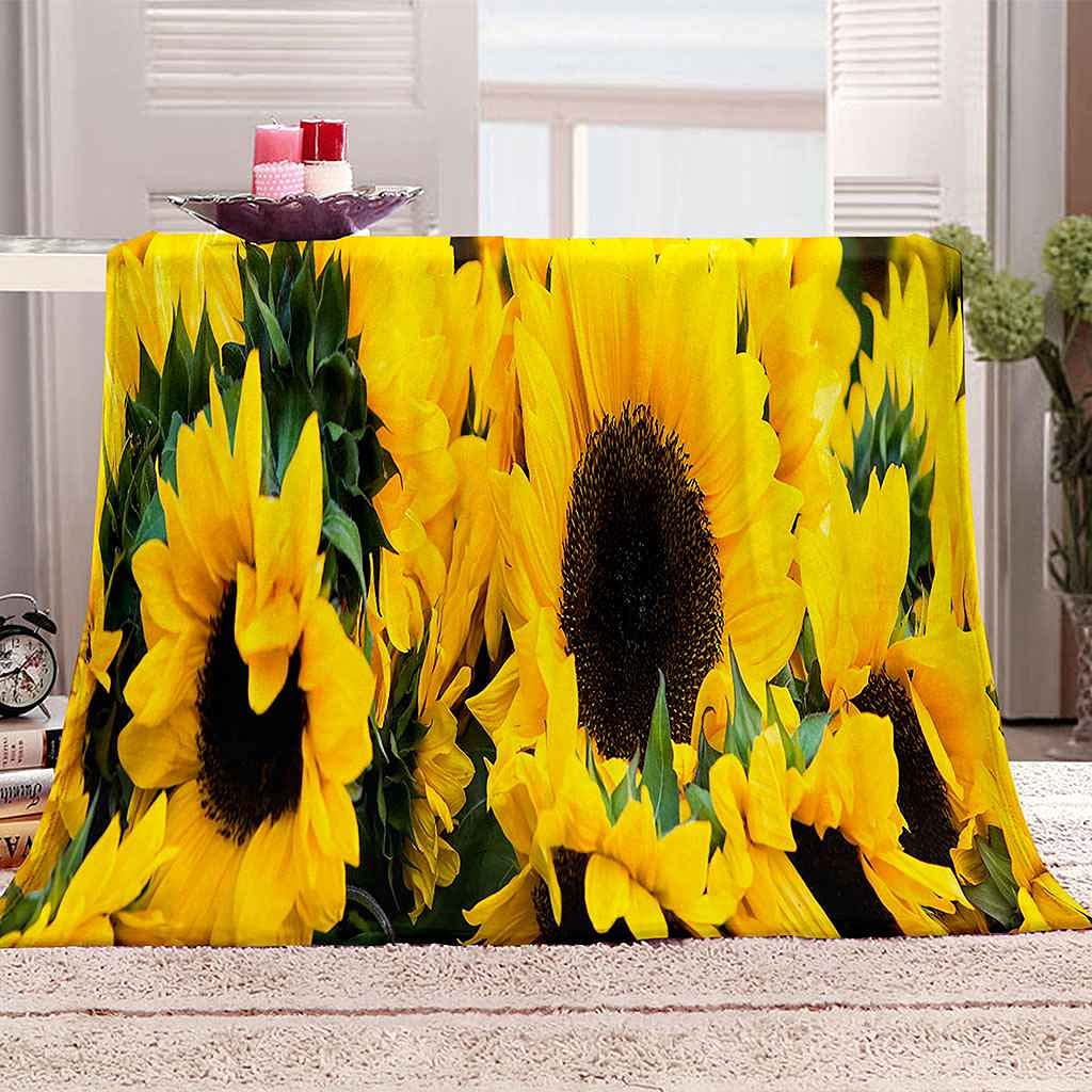 Couverture polaire fleur de tournesol pour canapé et lit toutes saisons