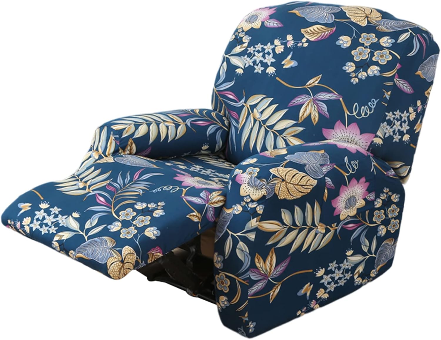NILUOH Recliner Chair Covers 4Pieces Stretch Lazy Boy Recliner Covers with Pocket Floral