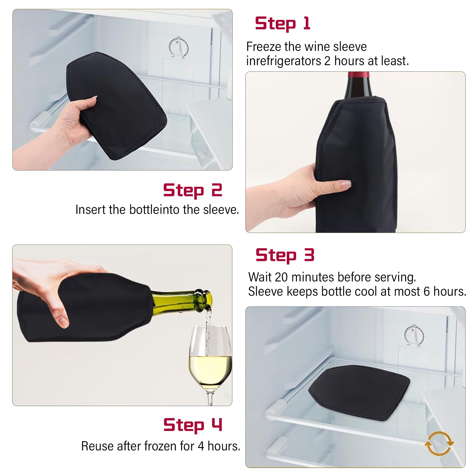 Kühlmanschette Wein 2 Stück Weinkühler Manschette, Kühlmanschette Sektflasche Wiederverwendbarer Flaschenkühler Hülle Unterwegs Weinmanschette Weinflaschenkühler für Wein, Sekt, Champagner, Flaschen