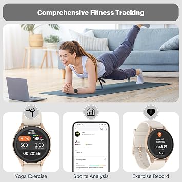 Smartwatch, Built-in Alexa, GPS, VO2 Max, HRV, Blood Oxygen, Sleep Monitoring, Women's Health, Custom Reminders, Sports Tracking, 1.32 AMOLED, Compass, Altimeter (Bluetooth, Gold, 43mm)