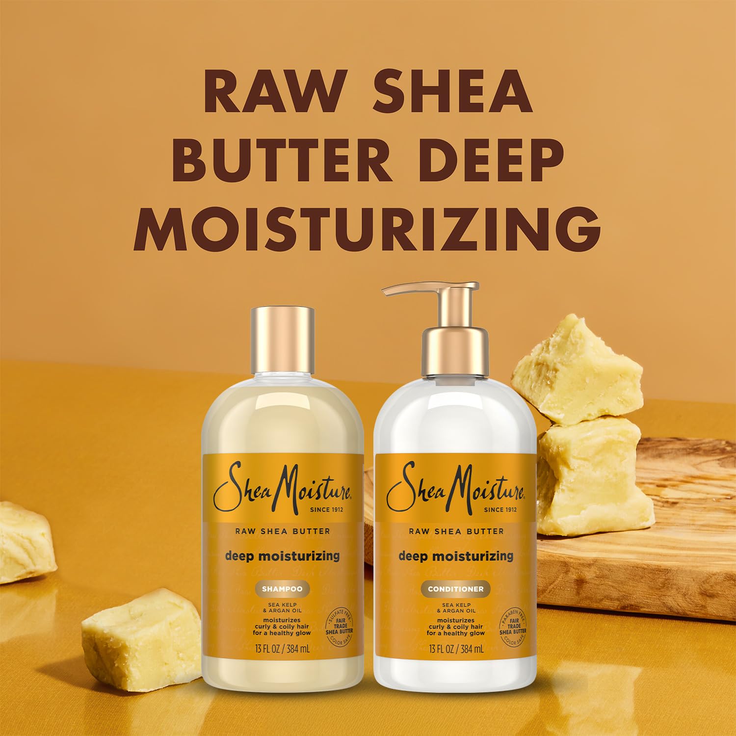SheaMoisture Shampoo & Conditioner Set, Deep Moisturizing with Raw Shea Butter, Sea Kelp & Argan Oil for Coily & Curly Hair, 13 Oz Ea - Image 3