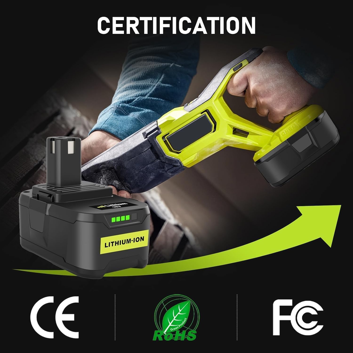 2X 18V 8.0Ah/8000mAh Batteries au Lithium pour Ryobi P108 RB18L40 P108 RB18L25 RB18L15 RB18L13 P107 P122 P104 P105 P102 P102 2003