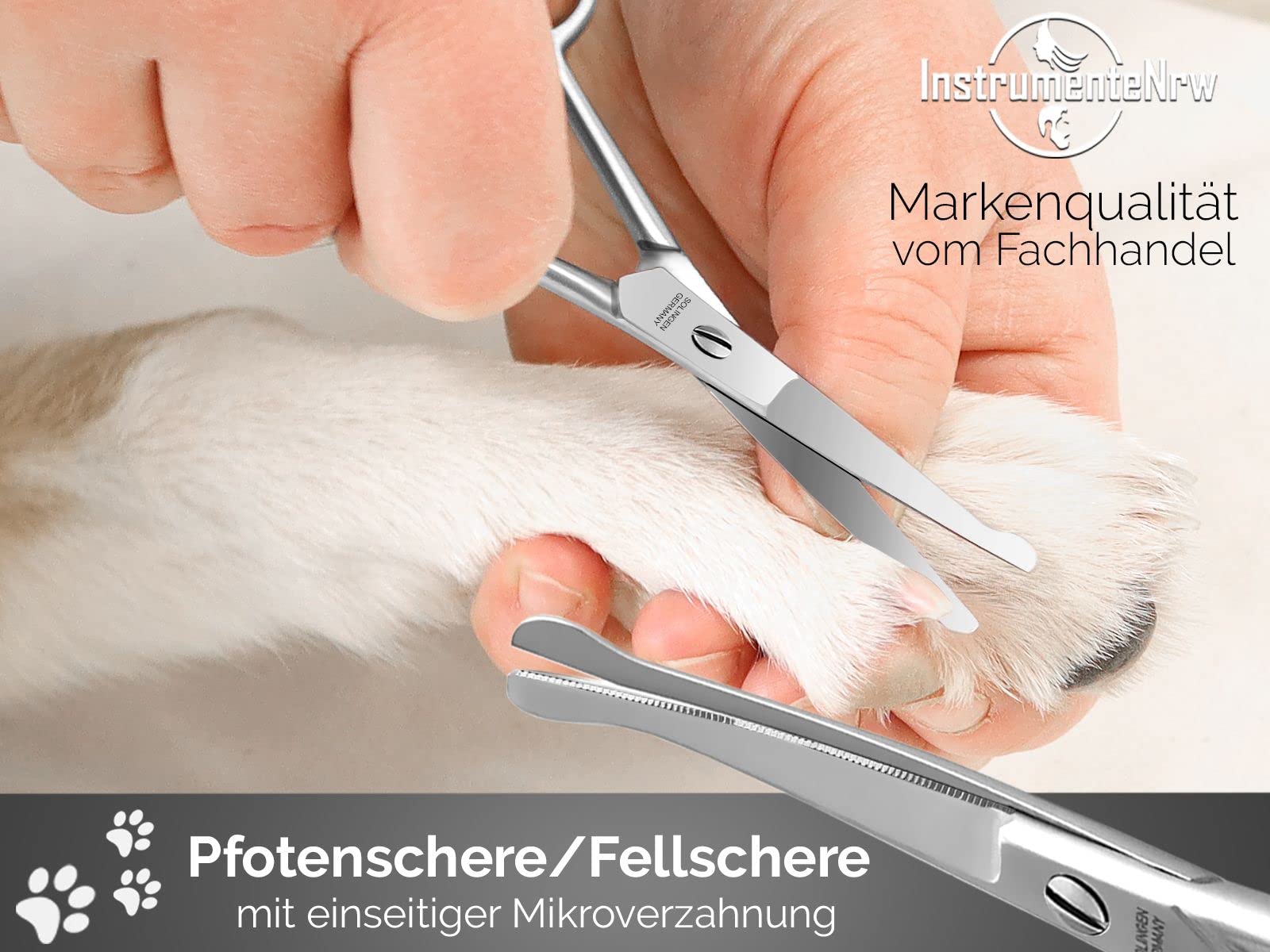 Solinger Premium Hundehaarscheren Fellscheren Set 3-Teiliges Scheren-Set | Solingen Made in Germany Rostfreier Edelstahl Gebogene und mikroverzahnte scharfe Schnittflächen & abgerundeten Scheren Enden