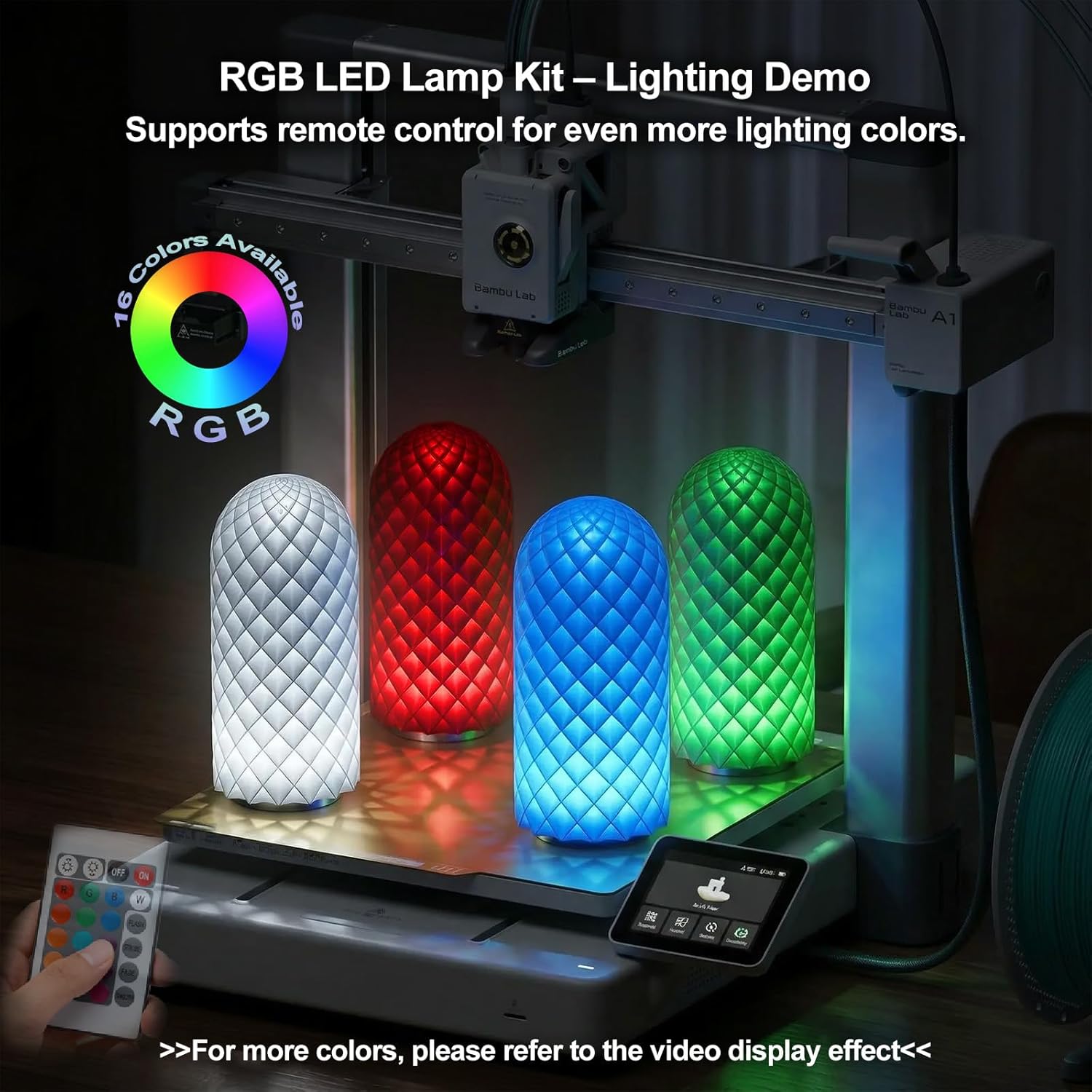 10PCS Remote Control RGB Light LED Lamp Kit 001,Power Failure Memory Function for Bambu Lab Multicolor Makerworld for Anycubic Makeronline 3D Printer Light DIY Hardware Model Parts USB