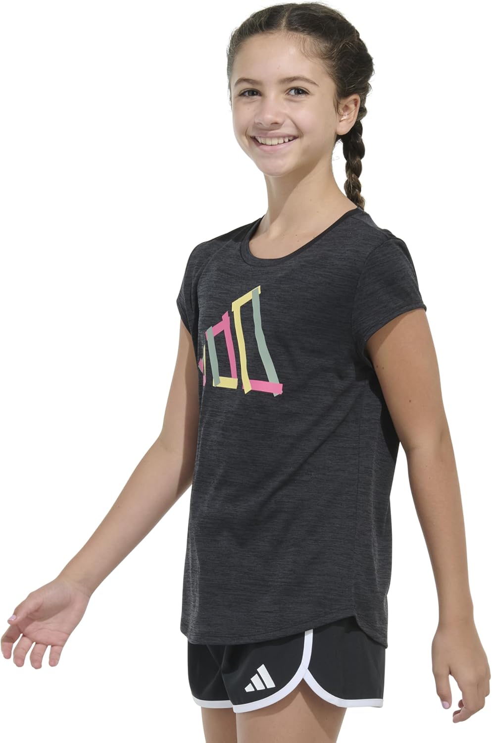Adidas Girls' Short Sleeve Scoop Neck Tee T-Shirt - Image 4