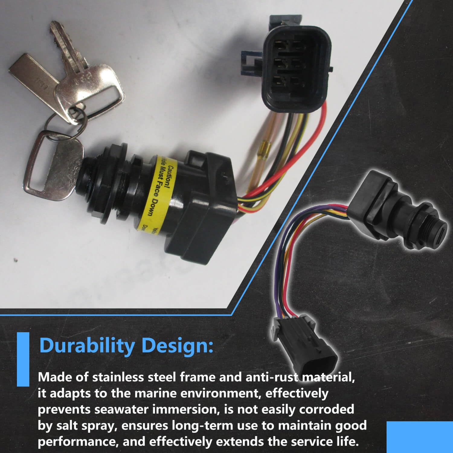 87-897716K01 Ignition Switch with Harness 3-Position Fit for Mercury Marine Quicksilver Outboard Motor 8M0059686 897716 Boat Engine Ignition Key Switch