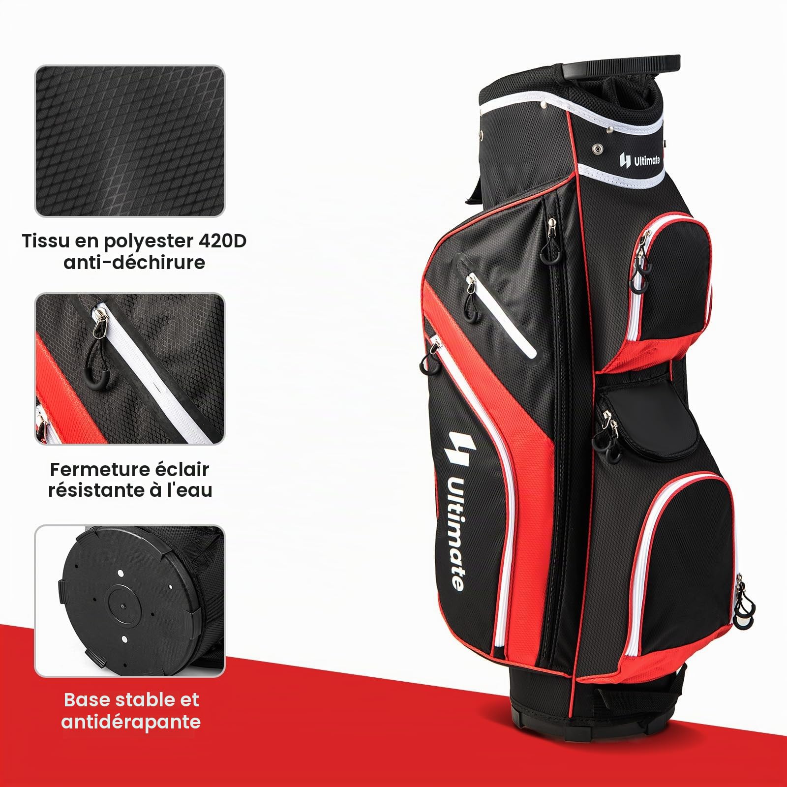 LIFEZEAL Sac de Golf, Sac de Voyage, étui à 14 Compartiments, Sac de Golf à bandoulière, léger, imperméable, Portable, avec Sangle, Porte-gobelets, 9 Sacs, Sac Isotherme, Porte-Parapluie