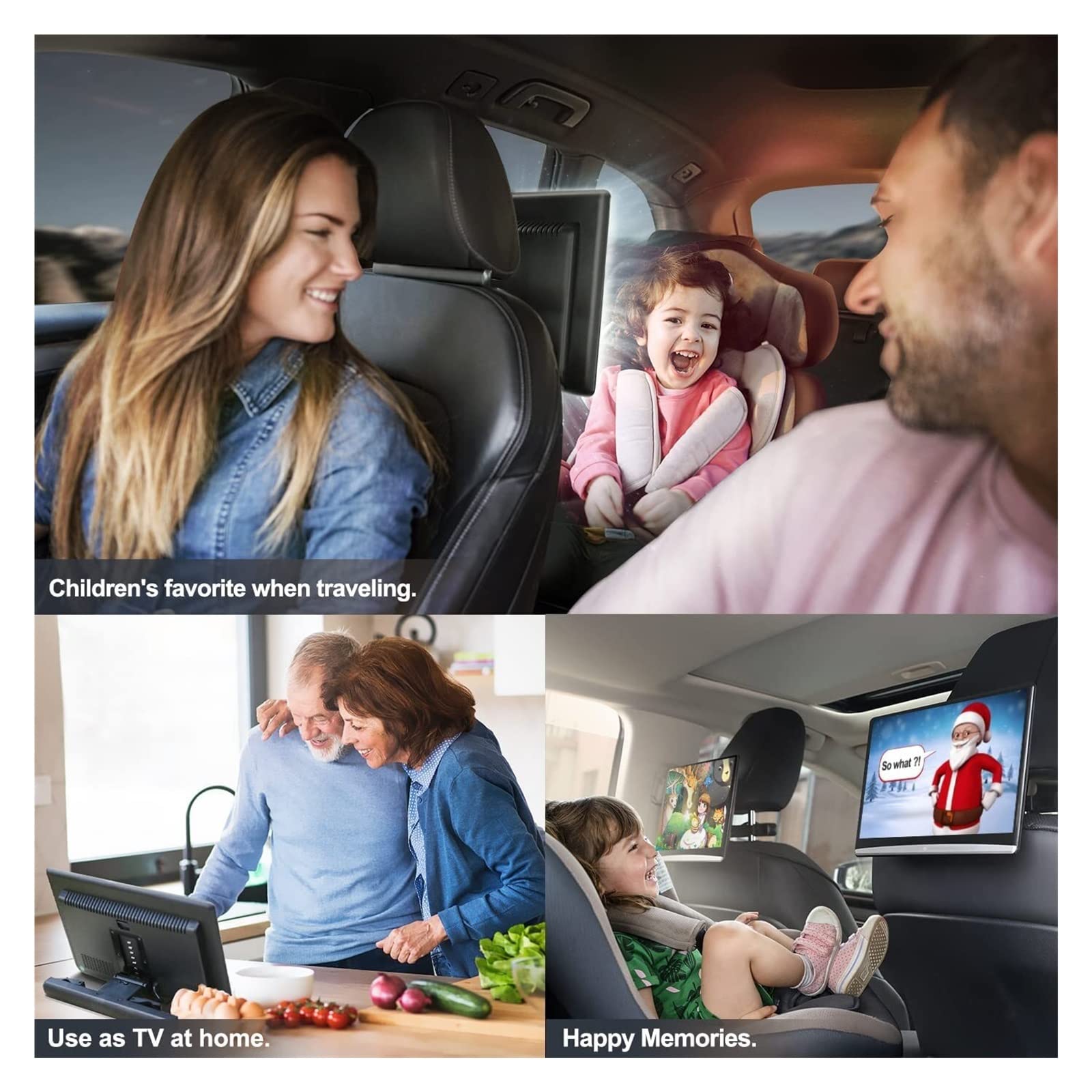 Odtwarzacz zagłówka samochodu 13,3 Cala Aktualizacja 4K Uniwersalny Wielofunkcyjny Monitor Samochodowy Zagłówek Telewizora Tablet 1080P Zestaw Słuchawkowy Bluetooth/USB/SD/HDM(2PC Monitor)