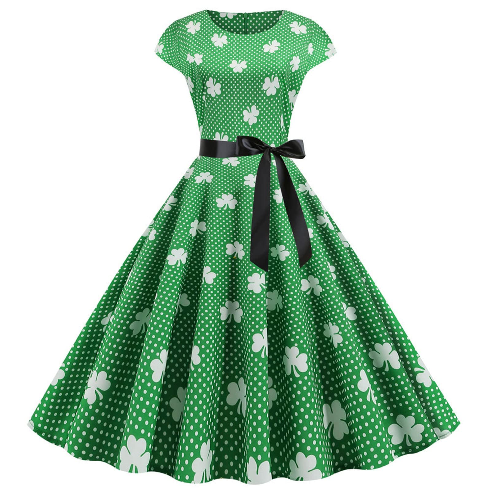 Womens St Patricks Day Fancy Dress Leprechaun Costumes Ireland Irish Lucky Shamrock Dress Saint Patricks Day Green Irish Outfits Gown CocktailGreen Sleeveless Paddy'sFancy Dres Party (H2-D, S)