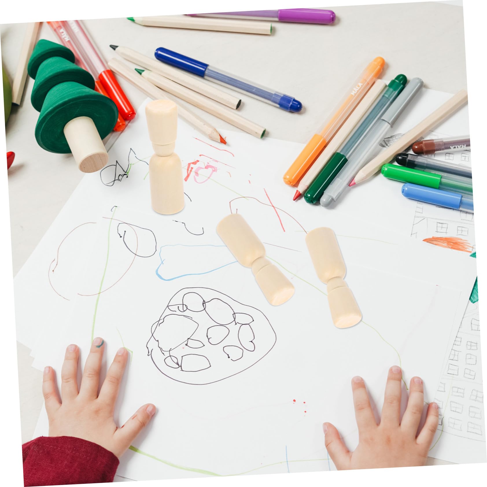 Muñecas de Madera sin Terminar con Clavijas para Pintar 20 Piezas Niños Multicolor DIY Manualidades Arte Creativo Hogar Niños y Niñas Uso Escolar