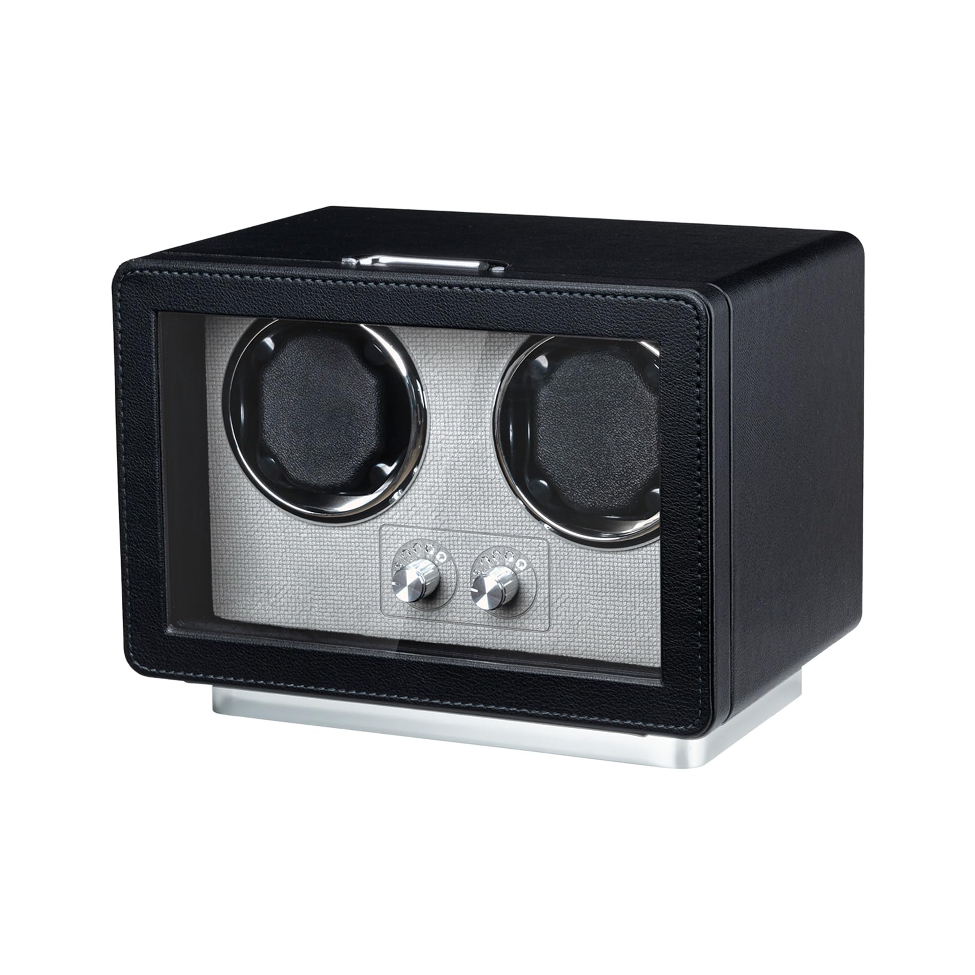 HVMBEUGOS Double Watch Winder for 2 Automatic Watches, Dual Watch Winder Box with LED Light, Super Quiet Motor, Gift for Man/Woman, Black