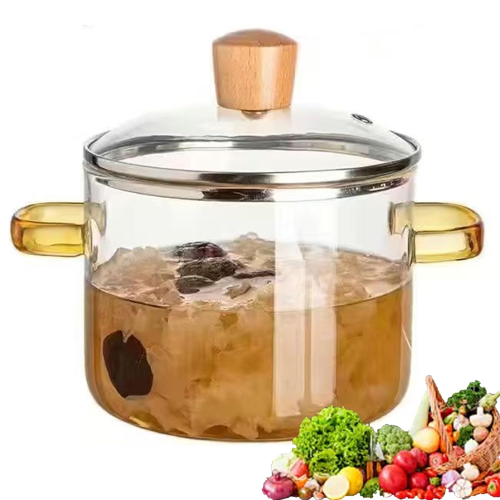Klarglas-Schmortopf, hochwertiges Borosilikatglas für Suppe, Instant-Nudeln und mehr – ideal zum Kochen zu Hause und Versammlungen