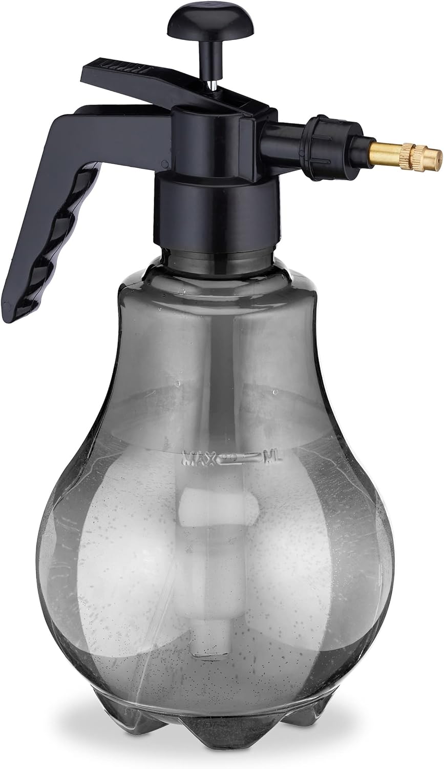 Relaxdays Drucksprüher 1,5 L, einstellbare Messingdüse, Wasser