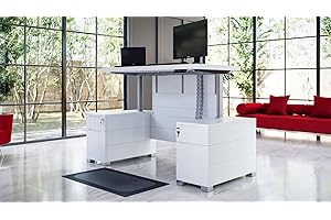 ZURI Furniture Ford Executive Standing Desk with Filing Cabinets - White