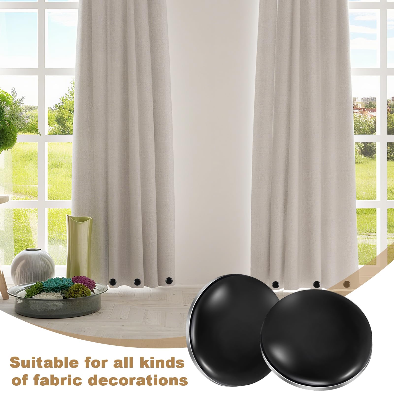 Pesos para Cortinas Redondo Negro Imanes de Cortina de Ducha 4x4 cm
