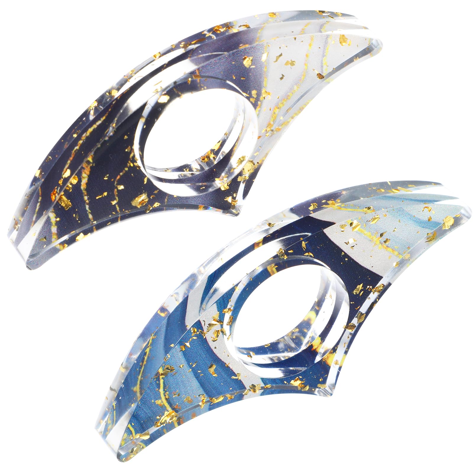 JIEYAO 2 Pcs Book Page Holder for Reading, Aesthetic Resin Thumb Ring Page Holder, Handmade Glittering Thumb Bookmark Personalized Reading Accessories Book Opener for Teachers Book Lovers(Blue)