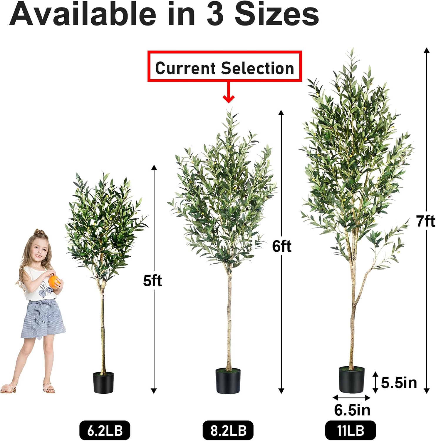 6FT Olive Tree Artificial Indoor - Tall Faux Olive Tree with Wood Trunk and Lifelike Fruits - Fake Plants in Pot for Home Office Living Room Decor
