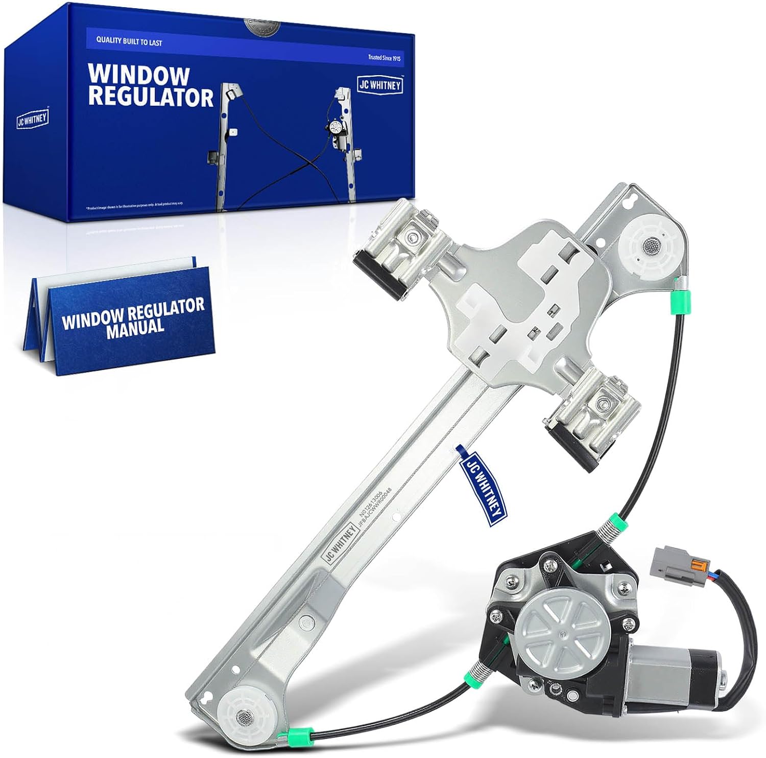 JC Whitney JFBAJCWWR00048 Rear Left Power Window Regulator w/Motor Assembly - Compatible with Ford Fusion 2006-2012, Lincoln MKZ 2007-2012, Zephyr 2006, Mercury Milan 2006-2011