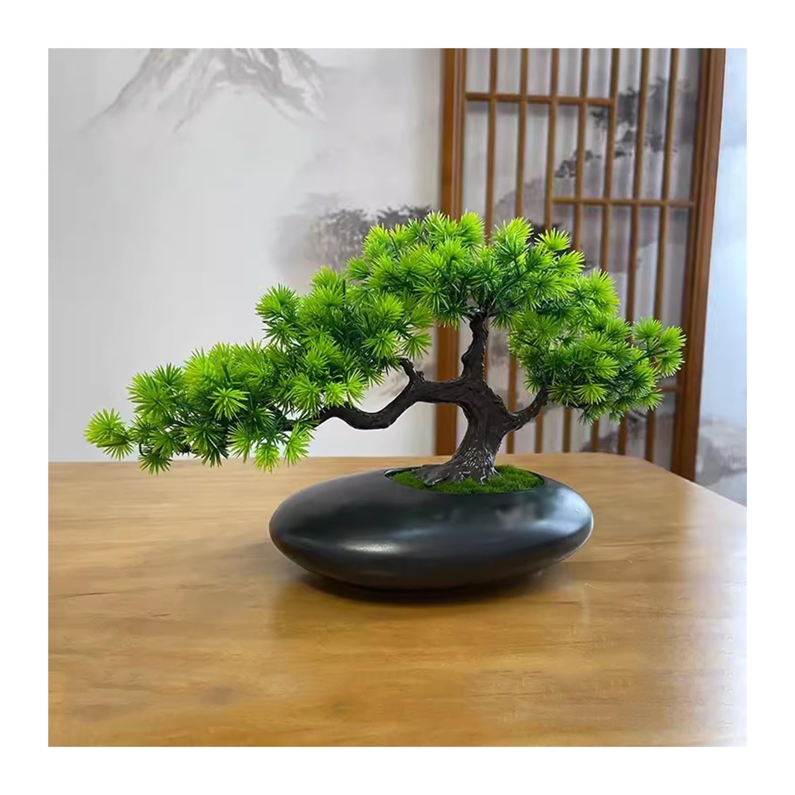 HCZKIUJY Artificial Bonsai Tree Simulated Pine Welcoming Pine Arhat Pine False Pine Living Room Study Decoration Modelling Beauty Fortune Tree Landscape Decoration Fake Plant Decoration (D)