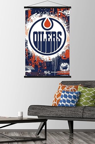 Miniatura 14 de Trends International NHL Edmonton Oilers - Póster de pared con logotipo Maximalist 23 con marco magnético