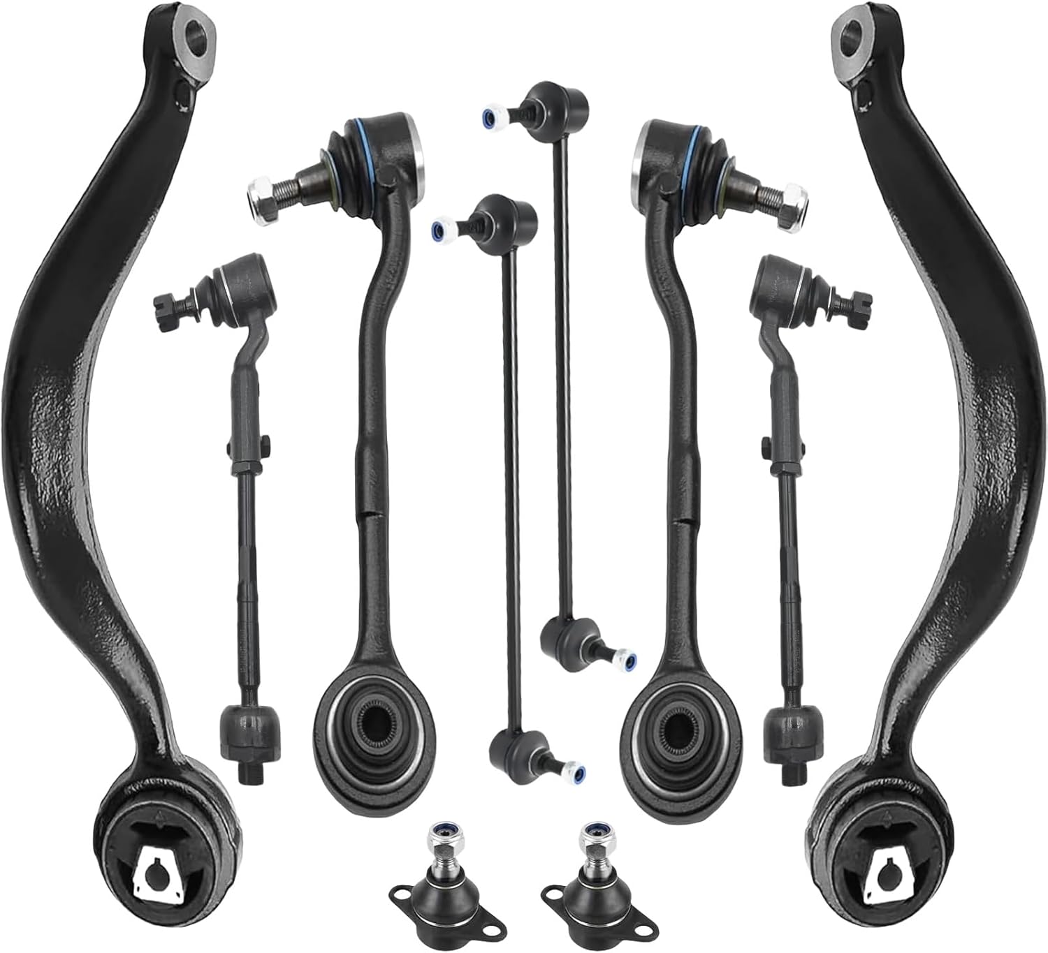 10pcs Front Suspension Control Arm Kit Fit for 2006 BMW 325Xi, 330Xi; 2007–2008 328xi, 335xi; 2009–2013 328i xDrive; 2009–2012 335i xDrive; 2012–2015 X1 xDrive28i; 2013–2015 X1 xDrive35i