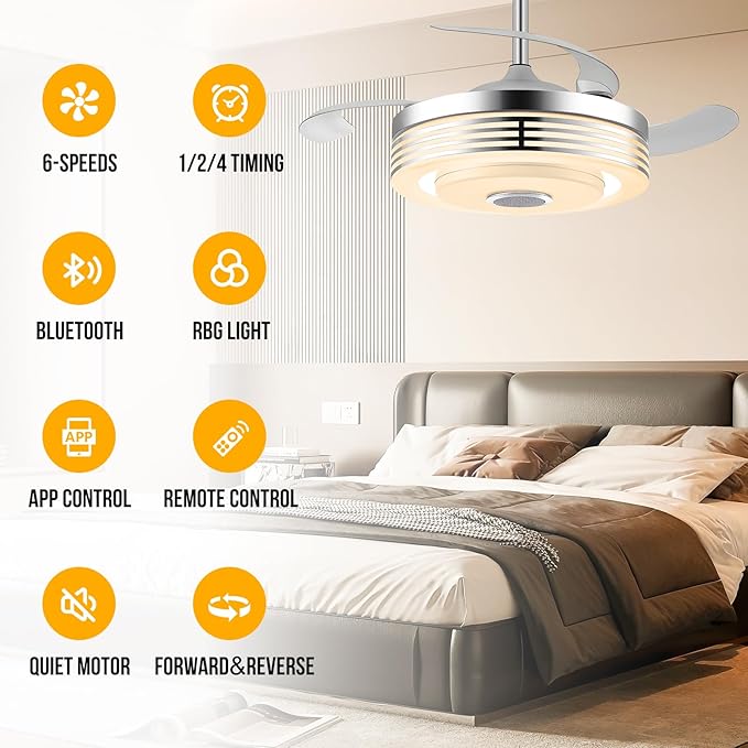 Ventilador de Techo 48 Pulgadas con Luz y Control Remoto 120 miniatura 6