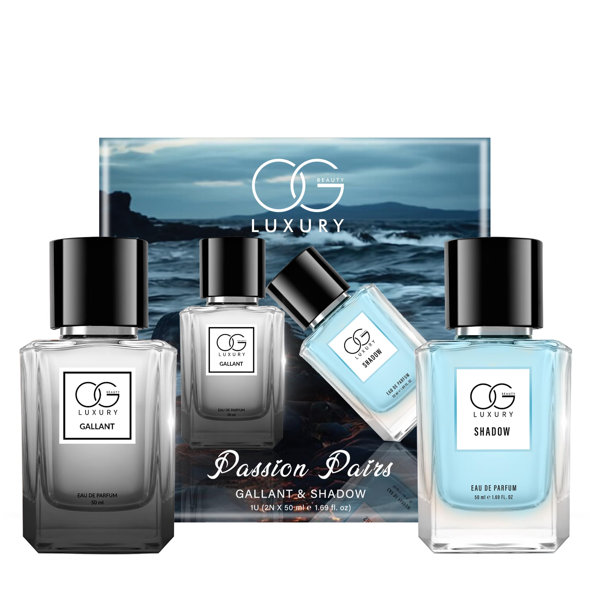 LUXURY Premium Eau De Parfum Duo | Passion Pairs | Perfume for Man & Women | Perfume Set 50ml Each | Long Lasting Scent | Elegant His & Hers Gift Pack of 2