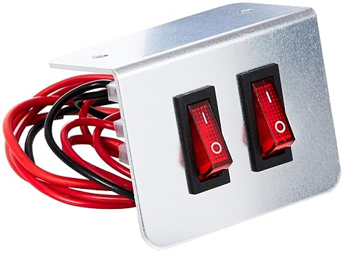 Buyers Products 6391002 Panel de interruptores iluminados de encendido y apagado doble, rojoplata