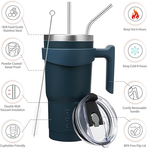 Miniatura 218 de BJPKPK 30 oz Tumbler With Handle And Straw Stainless Steel Insulated Tumbler Cups For Water Or Ice Coffee,Blood Moon