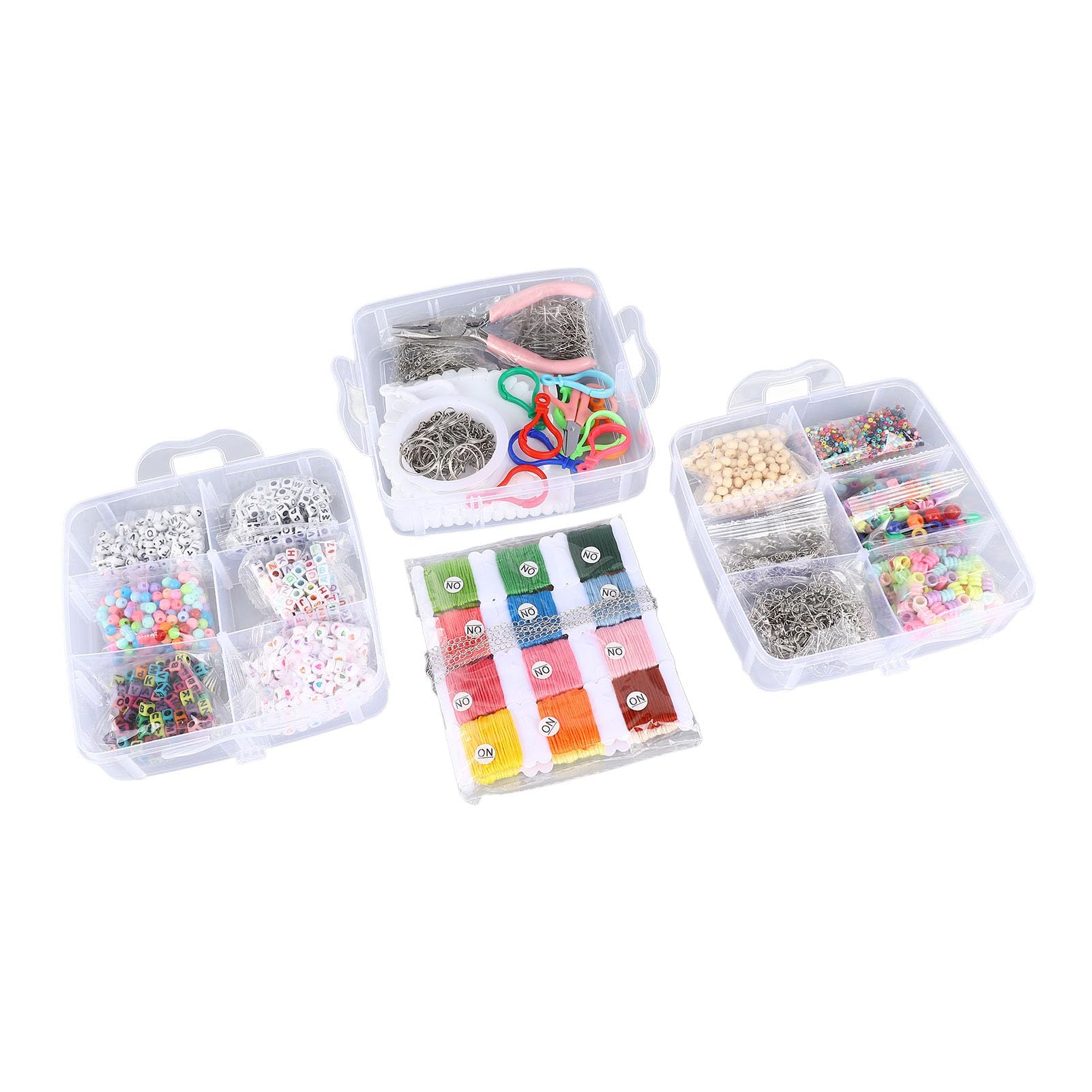 Armband-Herstellungsset mit 3352 Perlen, Schmuckherstellungszubehör für Kinder und Anfänger, verschiedene Stile, kräftige Farben, Perlenset, inklusive 48 Werkzeugen und Fäden,