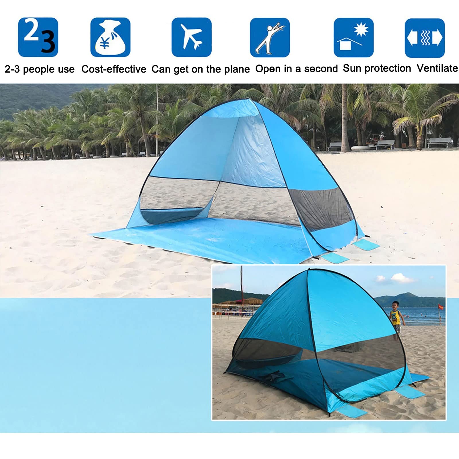 Tienda de Playa para Bebé niño Pop-up Automático de Campaña Viaje Plegable y Portátil con Protección Sol Anti SPF50+ con Bolsa de Almacenamiento (Color : Red)