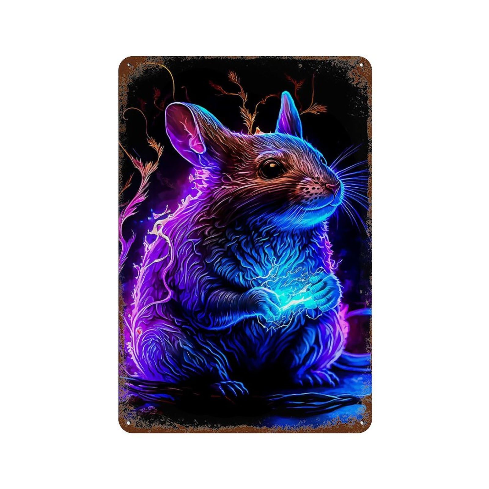 Mouse Decorative Tin Sign 11.8"x7.9", Vintage Wall Decor for Basement, Hobby Room And Garage Decor