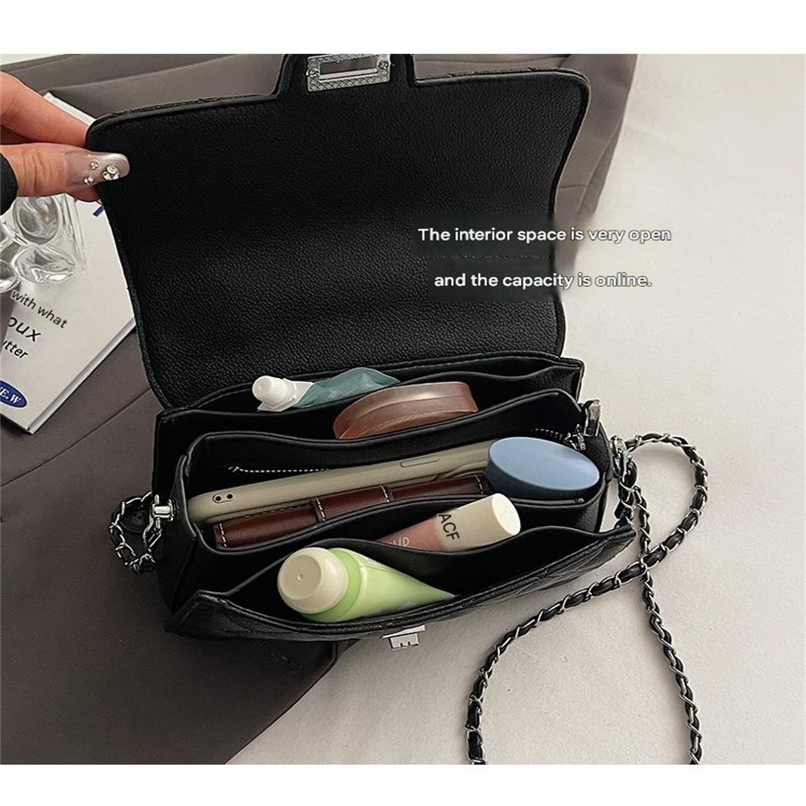 Borsa da Donna A Catena Tracolla Versatile Semplice sotto Le Ascelle-Bianco Sporco