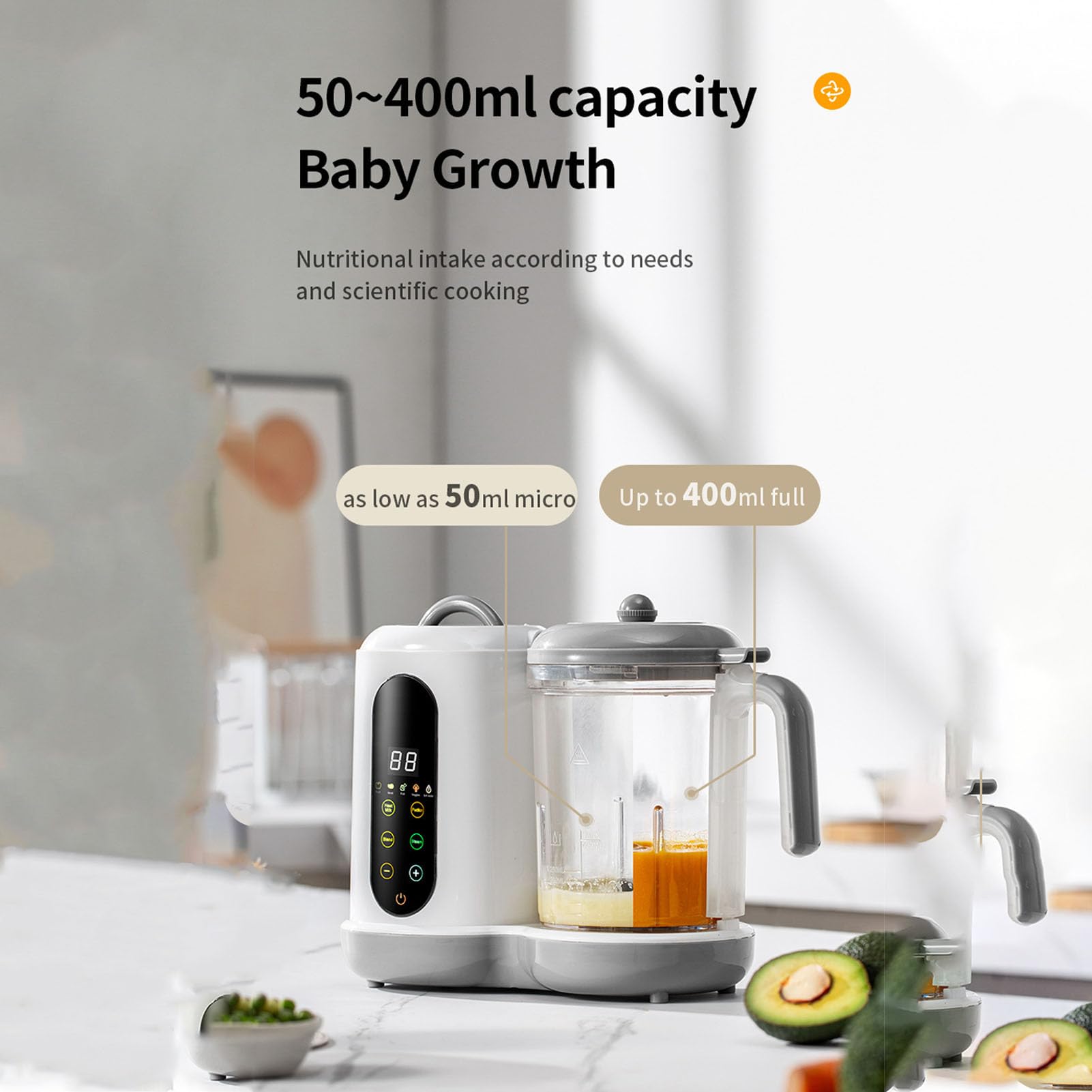 Fabricante de puré de Alimentos para Bebés, Vaporizador de Procesador de Alimentos para Bebés, Máquina de Licuadora Multifuncional, Licuadora de puré de Molienda de un Paso (Enchufe de la UE)