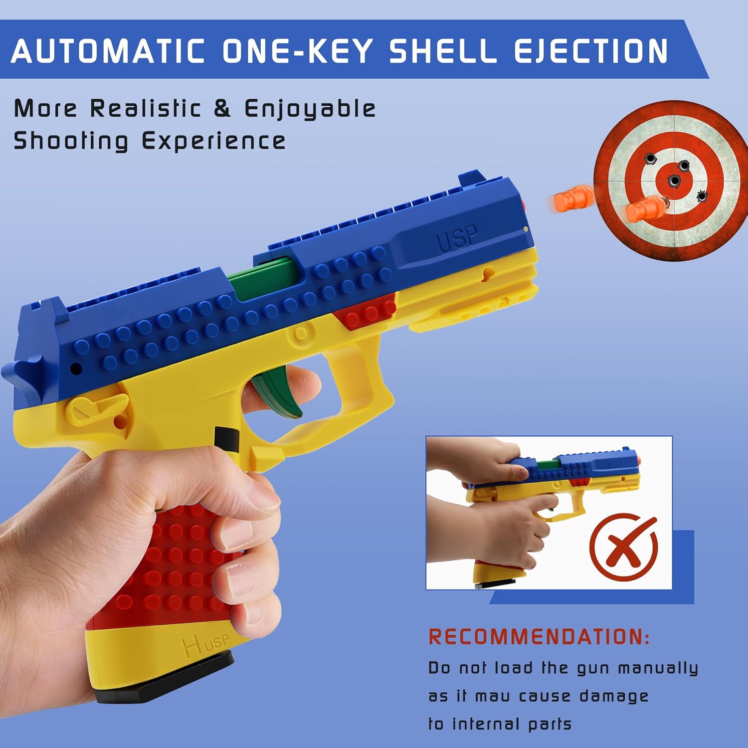 Toy Gun Pistol, Automatic Shell Ejection Toy Gun, Automatic Reloading Rebound Pistols for Shooting Game Educational Toys Gifts for Kids Boys Girls