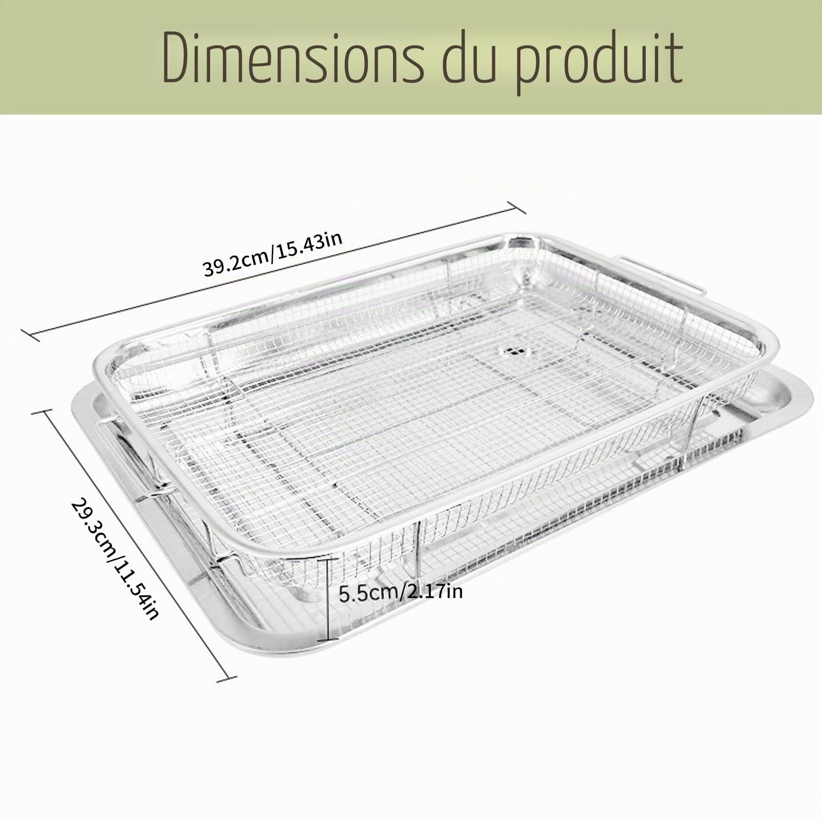 Plaque de cuisson avec grille de refroidissement, 29 x 39 x 6 cm, en acier inoxydable, grille à gâteau, moins collante, pour faire cuire les biscuits, griller et refroidir, passe au lave-vaisselle