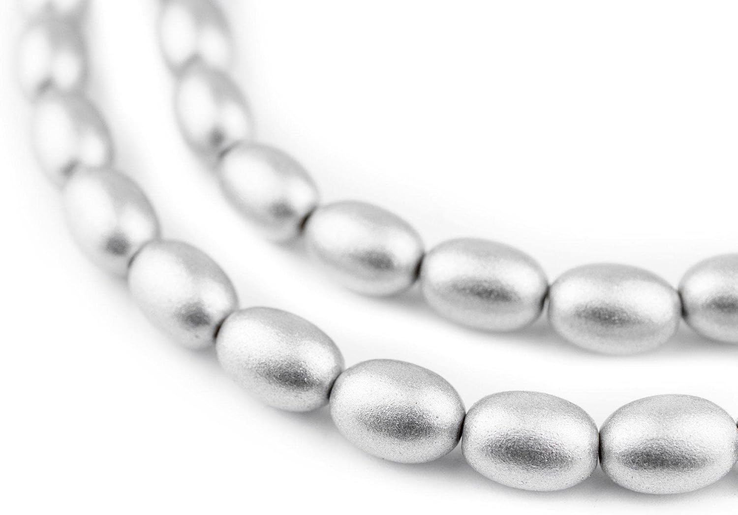 The Bead Chest Silver Oval Natural Wood Beads (15x10mm): Organic Eco-Friendly Wooden Bead Strand for DIY Jewelry, Crafts, Necklace and Bracelet Making