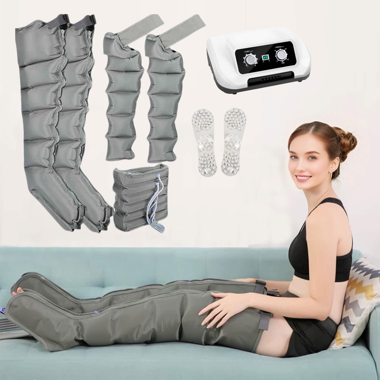 Professionale Pressoterapia per Casa | Massaggiatore Gambe Linfodrenante, Total Body Macchinario Pressoterapia Linfodrenaggio Gambe E Pancia, Funzione di Cronometraggio